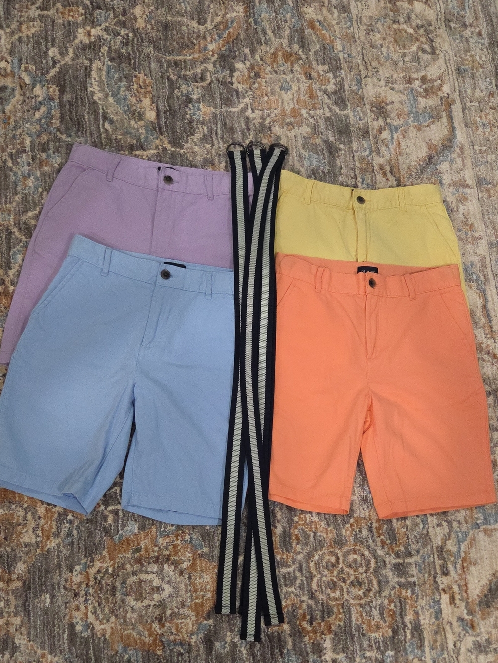 NEW Set Of 4 Boy's Children's Place Cotton Chino Shorts - With 4 Belts